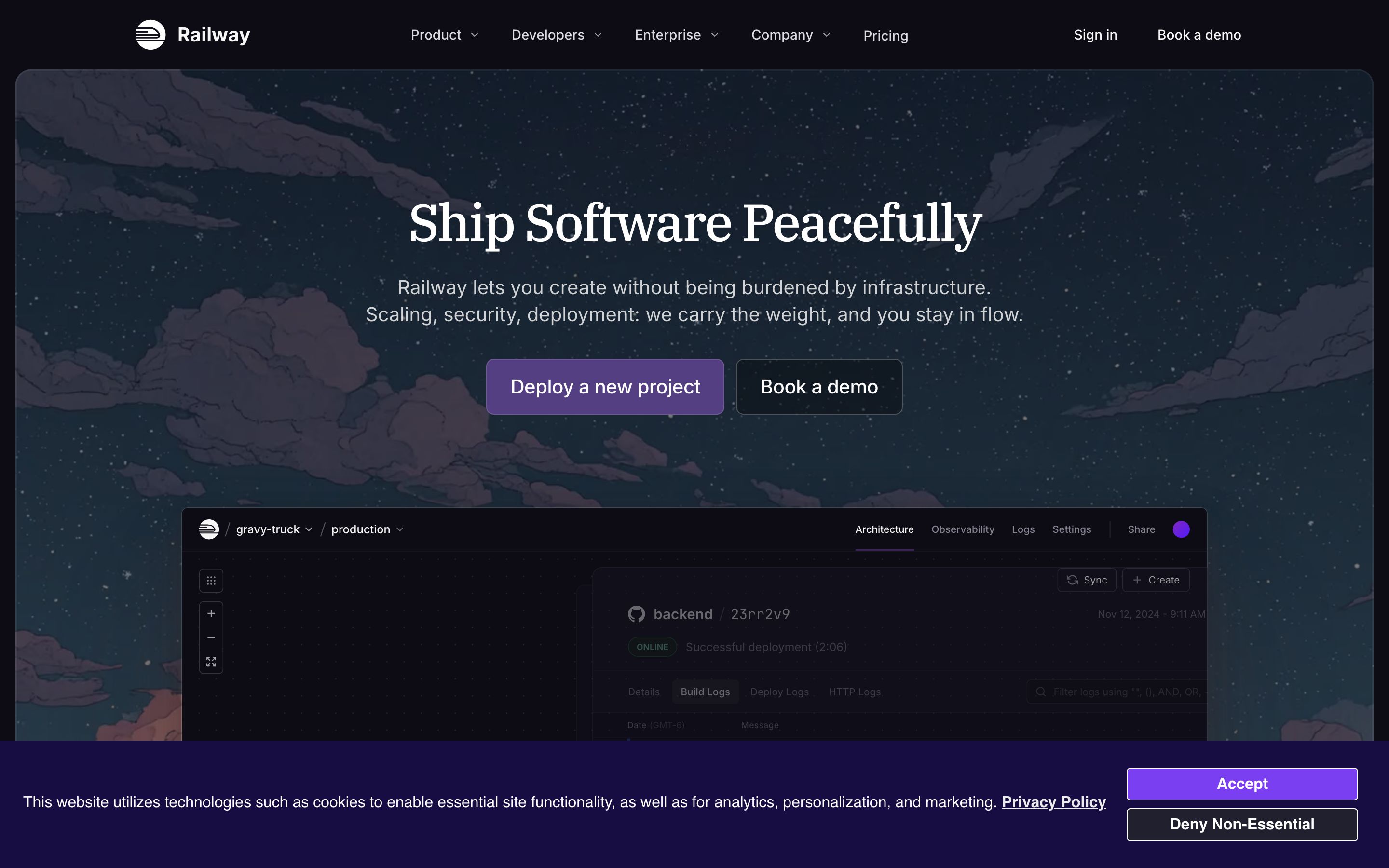 Snapshot of railway.com